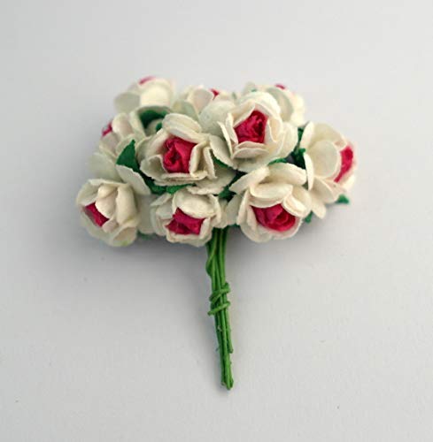 100 10 MM Color mezclado Artificial Mulberry papel rosa flor boda recortes 1,0 cm DIY Craft Scrapbook rosa ramo de álbumes de recortes Craft tallo hecho a mano rosa