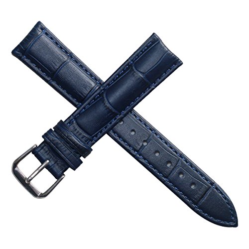 22mm Azul Banda de Reloj del Cuero Genuino de Las Correas de Piel de Becerro Mate cocodrilo Grano Acolchada