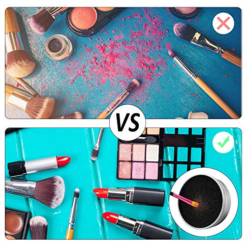 3 Piezas Limpiador de Pinceles Maquillaje, Esponja Caja de Limpieza de Pinceles de Maquillaje para Quitar Residuos de Polvos Cosméticos sin Agua, Brocha a Seco Reutilizable y Lavable