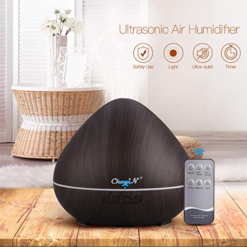 550ml Difusor de Aromaterapia,7 Agujeros Difusor de Aceite Esencial/Humidificador Ultrasónico-7 Colores+3 Temporizador-Para la Habitación del Bebé/SPA/Yoga/Masaje/Oficina,Etc (B)