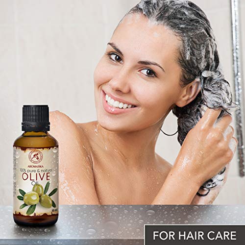 Aceite de Oliva 50ml - Olea Europaea Fruit Oil - España - Presión en Frío - 100% Puro y Natural - Botella de Vidrio - Cuidado Intensivo para el Rostro - Cabello - Cuidado Corporal
