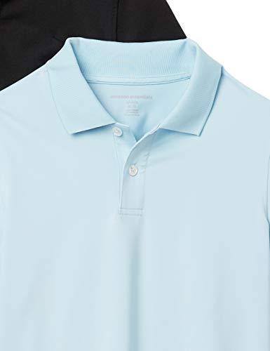 Amazon Essentials Performance Polo (2 Pack) Shirts, Paquete de 2 Azul Claro/Negro, EU 104-110 CM, Pack de 2