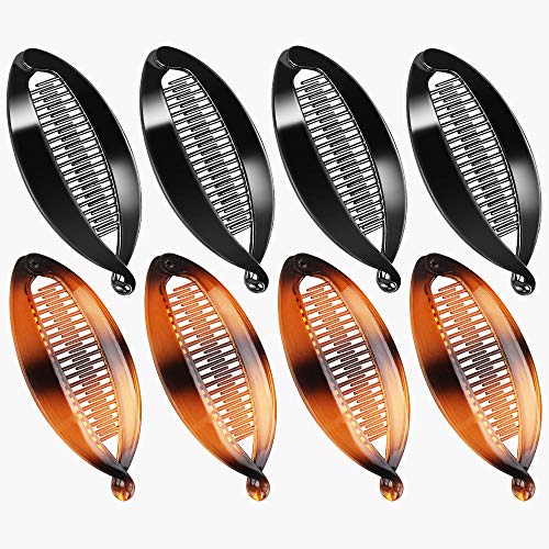 Bananas Hair Clip 8Pcs Vintage Ponytail Hairclips Long Hair Fish Shape Hair Clip 14 cm para mujer (negro, marrón mixto)