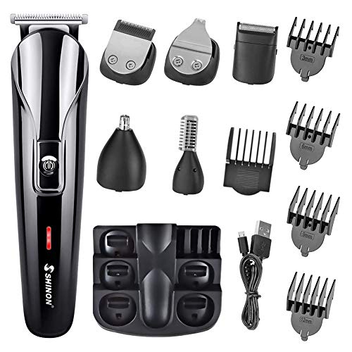 Barbero Electrico Cortapelos, Recortador de Barba y Precisión 6-In-1, Afeitadora Corporal para Hombres Profesional Cortapelos Máquina de Afeitar Inalámbrica Recargable con USB