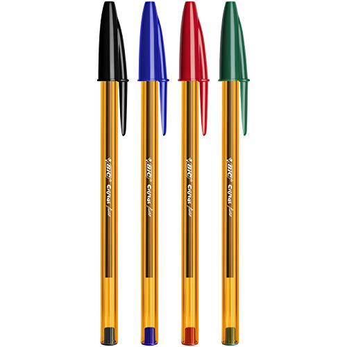 BIC Cristal Original Fine - Bolígrafos punta fina (0.8 mm), Blíster de 20+7 unidades, Colores Surtidos