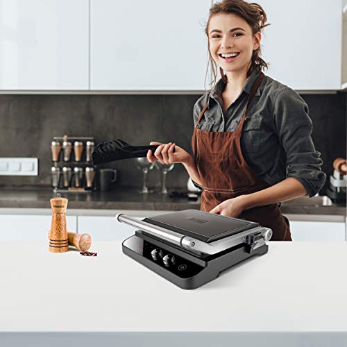 Black+Decker BXGR2000E Parrilla Electrica, 2000 W, Acero Inoxidable Anti-Huellas, Negro
