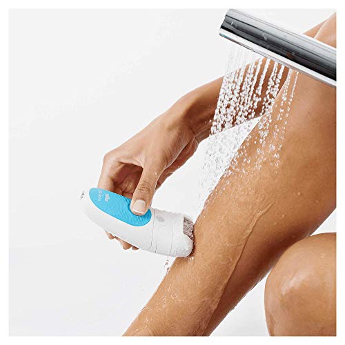Braun 5-511 Silk-épil Wet & Dry - Depiladora eléctrica para mujer, inalámbrica y cabezal con recortadora, color blanco/azul