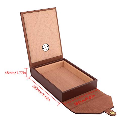 Caja de cigarros Humidor de Madera Caja de cigarros portátil de Cuero de Cedro Contenedor de Almacenamiento(Brown)