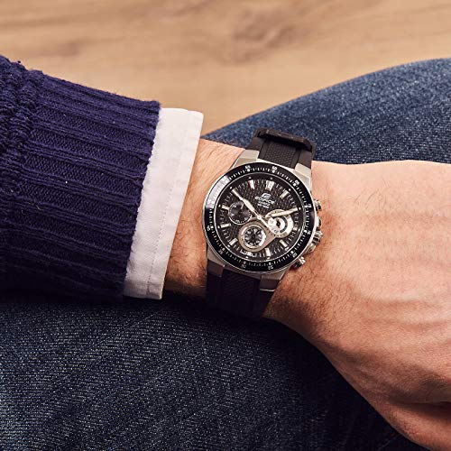 Casio  EF-552-1AVEF EDIFICE - Reloj en caja sólida de acero inoxidable, 10 BAR, para Hombre, con Correa de Acero macizo, Negro