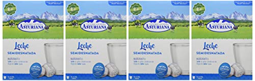 Central Lechera Asturiana Cápsulas de Leche Semidesnatada - 4 Paquetes de 16 Cápsulas - Total: 64 Cápsulas