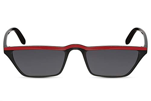 Cheapass Gafas de Sol Wide Cat Eye Montura Negra con Red Bar y Lentes Oscuras protección UV400 Mujer
