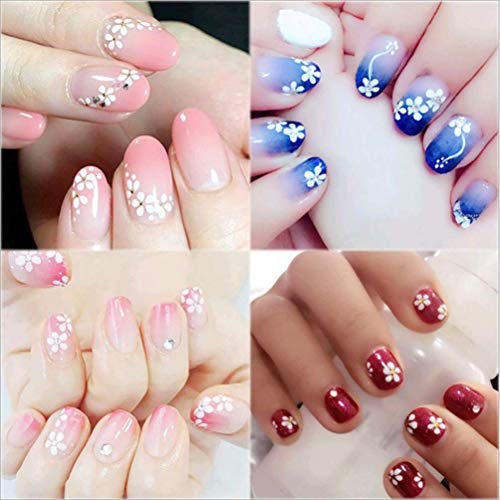 CINEEN 50 Hojas 3D Pegatina Decoracion para las Uñas Decal DIY Etiqueta Decoración Negro + Blanco + Multicolor