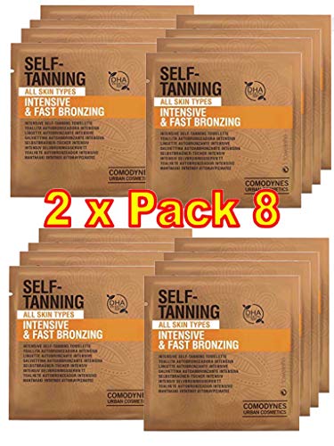 Comodynes - SELF-TANNING Intensive & Uniform Color - La toallita autobronceadora que proporciona un moreno intenso y uniforme - 2 Packs de 8 toallitas autobronceadora