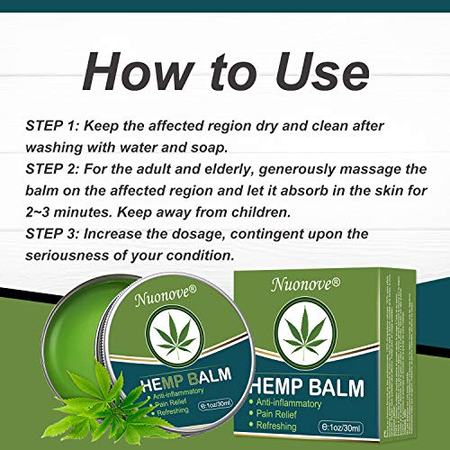 Crema De Cáñamo, Gel De Cáñamo, Bálsamo De Cáñamo, para El Alivio del Dolor De Espalda/Músculo, Antiinflamatorio Y Refrescante 30ML