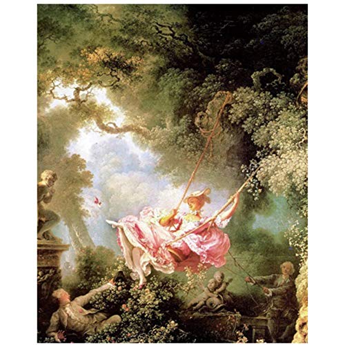 El columpio de Pierre Jean-Honore Fragonard Lienzo Pintura Caligrafía   Impresiones Cartel Imagen de pared para sala de estar Dormitorio-50x70cm Sin marco