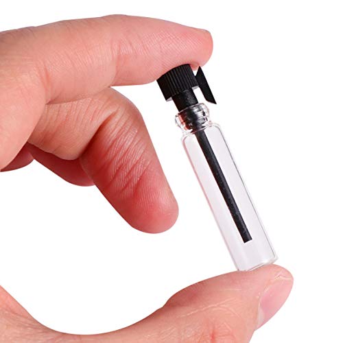 EXCEART 100 Piezas de Muestras de Perfume Mini Botellas Frascos de Vidrio Vacíos Frasco Cuentagotas para Viajes Envases de Vidrio de Perfume Portátiles Recargables 1 Ml Negro