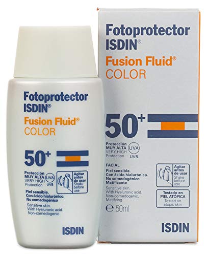 Fotoprotector ISDIN Fusion Fluid Color SPF 50+ | Protector solar facial con color | Apto para todo tipo de pieles | 50ml