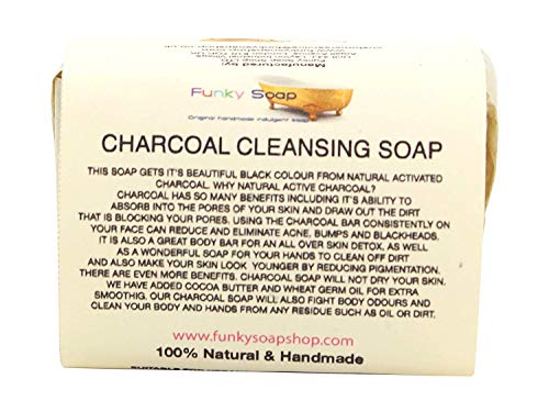 Funky Soap Carbón Limpiador Jabón, 100% Natural Artesanal, 1 Barra de 120G