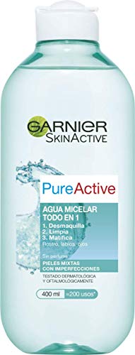 Garnier Skin Active - Pure Active Agua Micelar, Pieles Mixtas y con Imperfecciones, 400 ml