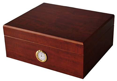 GERMANUS Humidor de Puros Classicus II con Higrómetro y Humidificador y el Manual Libro en Marrón