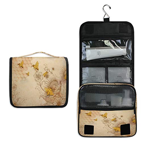 Hunihuni - Bolsa de aseo colgante para mujer, diseño de abeja, multifunción, para viajes, cosméticos, maquillaje, organizador de maquillaje, bolsa de lavado para mujeres y hombres