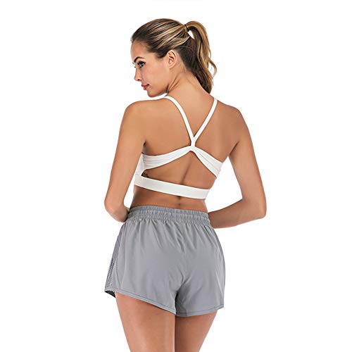 iClosam Pantalones Cortos Deportivos para Mujer Pantalones Cortos para Correr 2 en 11 Pantalones Transpirables de Entrenamiento de Malla de Secado rápido S-XXL