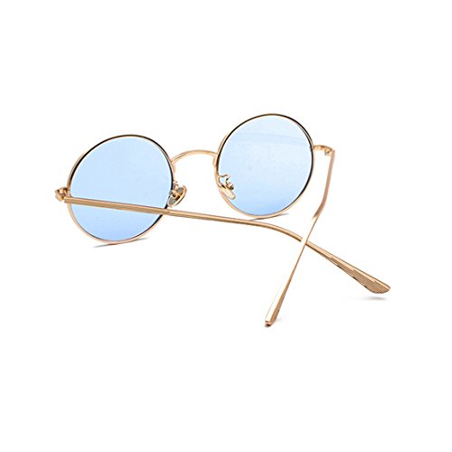 Inlefen Gafas de sol de marco redondo de metal Gafas de sol de círculo vintage para hombre y mujer