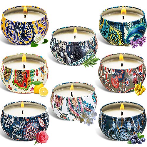 JAMITE Velas De Aromaterapia,Set De Regalo De 8 Velas Perfumadas,Cera De Soja Natural,Aromaterapia Decoración De Relajación Fiesta Boda Baño Yoga Cumpleaños Navidad Regalo De San Valentín