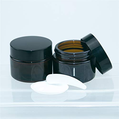Jarvials 10pcs 50ml Botellas de Vidrio ámbar Frascos de Cosméticos Vacíos, Almacenamiento de Contenedores para Cremas Ungüentos de Almacenamiento Toners, con Tapa y Revestimiento Forro