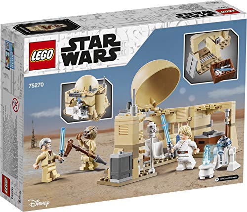LEGO Star Wars - Cabaña de Obi-Wan, con Techo Desplegable, Incluye un Droide y Holograma de la Princesa Leia, Minifiguras de Obi-Wan Kenobi, Luke Skywalker y R2-D2 (75270)