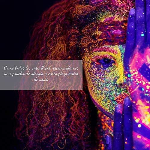 Lictin 43Pcs Pintura Corporal Pintura arte corporal UV Luz Negra Fosforescente maquillaje Arte maquillaje Fluorescente color maquillaje