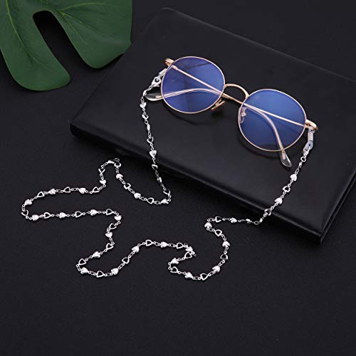 LIKGREAT - Cadena retro para gafas, 2 unidades, con cuentas de corazón, para mujer