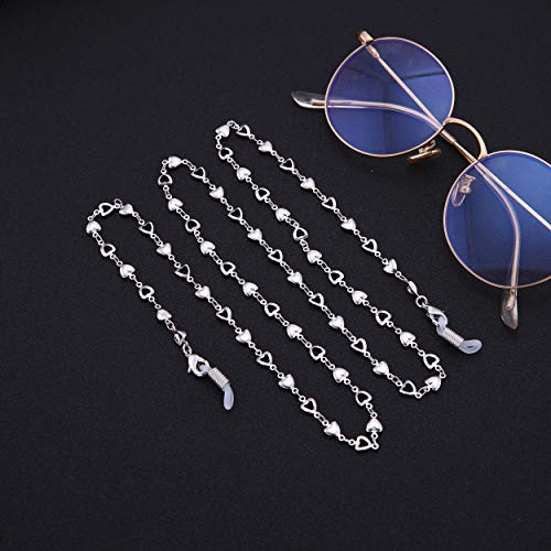 LIKGREAT - Cadena retro para gafas, 2 unidades, con cuentas de corazón, para mujer