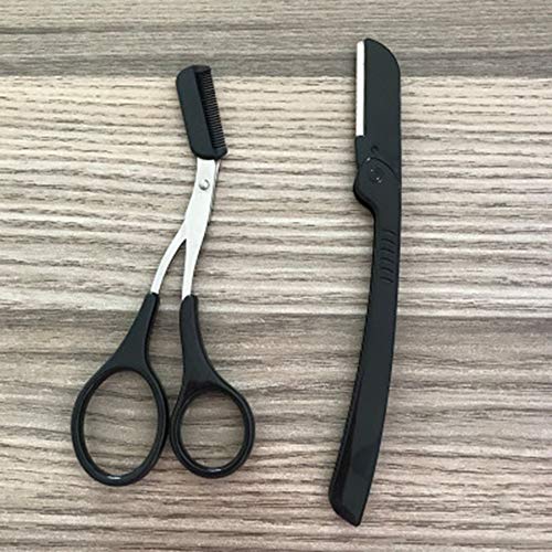Maquinilla de afeitar Auony para cejas con tijeras para recortar cejas para hombres y mujeres, removedor de vello facial
