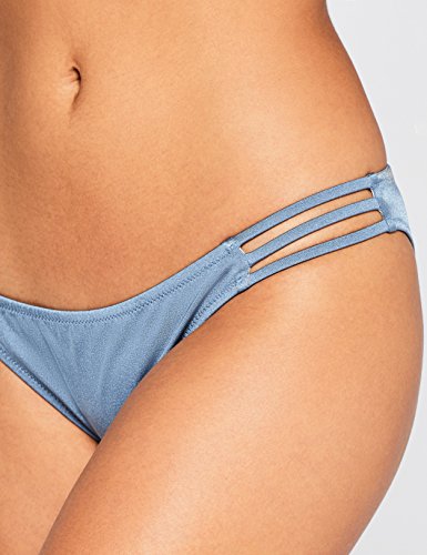 Marca Amazon - IRIS & LILLY Braguita de Bikini Metalizada con Tiras Laterales Mujer, Azul (Riva), M, Label: M