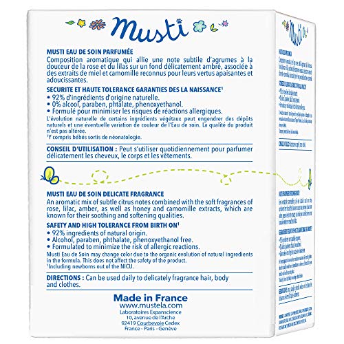 Mustela 3504105027148 eau de parfum 50 ml - Eau de parfum (50 ml, Cítricos, Lirio, Rosa, Aerosol, Water, PEG-40 Hydrogenated Castor Oil, Parfum (Fragrance), Glycerin, Sodium Benzoate, Butylene.)