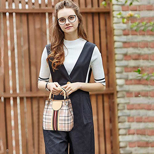 NICOLE&DORIS Moda Mujer Bolsos Cubo Bolsos Tendencia Bolso Bandolera Bolso Bandolera de Cuero Bolso Satchel luz de Oro