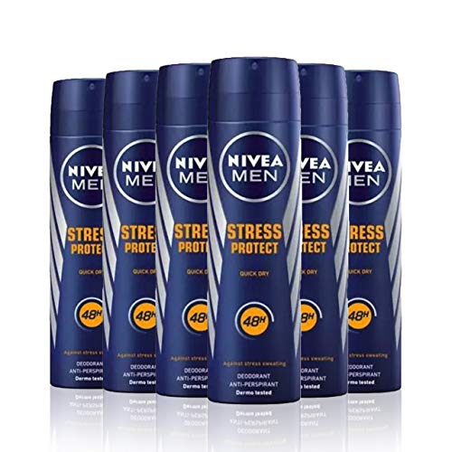 NIVEA MEN Stress Protect Spray en pack de 6 (6 x 200 ml), desodorante antitranspirante para la sudoración por estrés, desodorante para hombre con 48 h de protección
