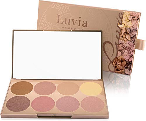 Paleta Exclusiva de Iluminadores Prime Glow para cada tipo de piel – 8 Colores Brillantes en Polvo, para Profesionistas y Principiantes – Set Vegano/No testado en animales