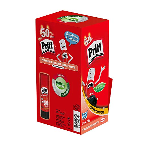 Pritt Barra Adhesiva, pegamento infantil seguro para niños para hacer manualidades, cola universal de adhesión fuerte para estuche escolar y oficina, 15x22 g Pritt Stick