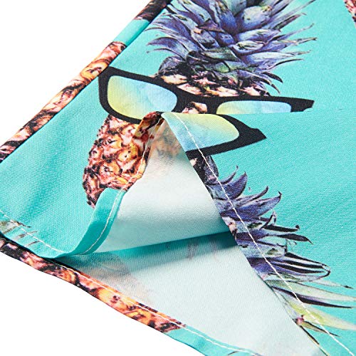 RAISEVERN Gafas de piña para Hombre, Camisa de Manga Corta Hawaiana Aloha, Pantalones Cortos XL