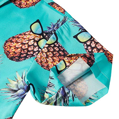 RAISEVERN Gafas de piña para Hombre, Camisa de Manga Corta Hawaiana Aloha, Pantalones Cortos XL