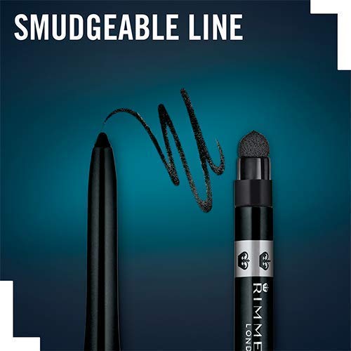 Rimmel London Exaggerate Waterproof Liners - Delineador de Ojos Retráctil Tono 262 Blackest Black, 0.28 g