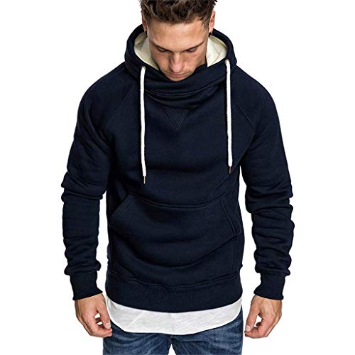 riou Sudadera Hombres Suelto Hoodie Deportes Casual Manga Larga Sudadera con Capucha Top Blusa Otoño Invierno Chándales Western Yoga Corbata Pullover