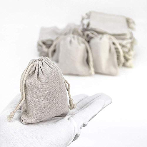 RUBY - 50 Bolsas de Lino 9 x 11, bolsitas de Tela, Saco arpillera, Bolsas para el Bricolaje, artesanales, para popurrí, reuniones, Bodas, Son fáciles de Cerrar y Abrir (M)