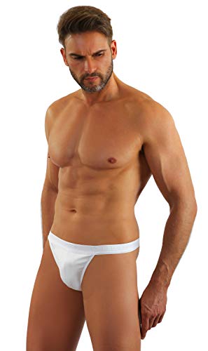 Sesto Senso® Slip Tanga Hombre Algodón Pack de 1 2 y 4 Calzoncillos Sexy Baja Bragas Ropa Interior (L, Blanko)