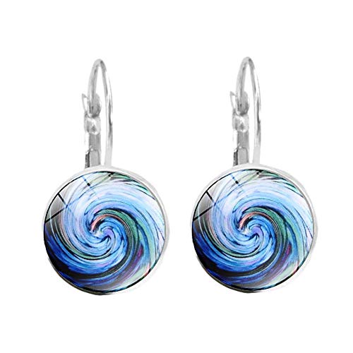 SONGAI Vintage Vortex Modelo Azul del Remolino de Cristal cabujón Leverback Tiempo Regalo pequeñas Pendientes de Piedras Preciosas franceses joyería, Nombre de Color: Bronce Antiguo