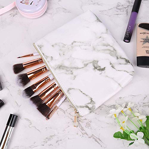 SunTop 4 Piezas Bolsa de Cosméticos, Bolsa de Maquillaje de Mármol, Bolso Cosmetico Multipropósito con Cierre de Cremallera, Viajes Organizador