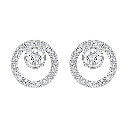 Swarovski Pendientes Creativity Circle, blanco, Baño de Rodio