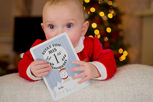 Tarjetas de Etapas del Bebé y Caja de Recuerdos, 40 Tarjetas de Fotos de Momentos Especiales Unisex, con los Logros de Edades Claves y Embarazo, el Regalo Ideal para la Futura Mamá (Español)